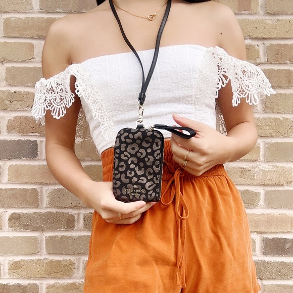 kate spade Accessories - Kate Spade The Little Better Black Multi Silver Leopard Lanyard